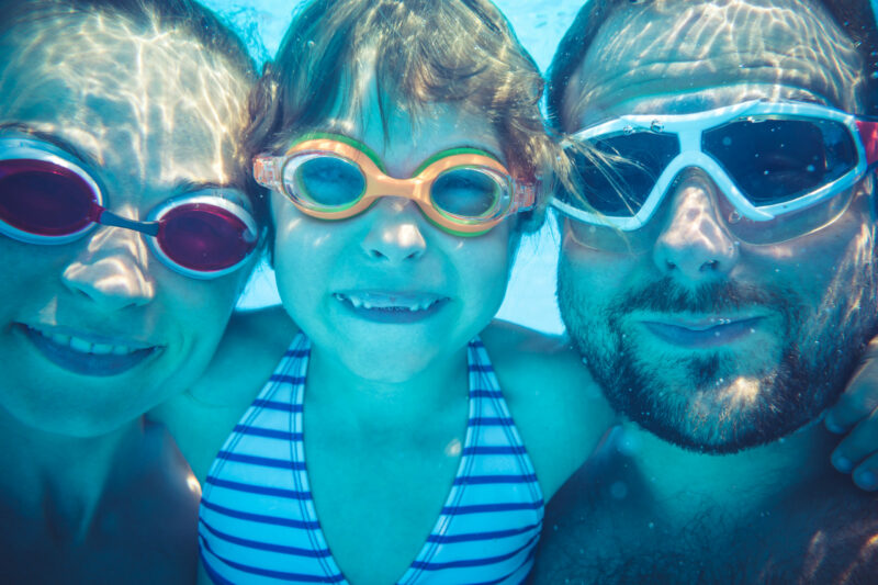 Underwater portrait of family